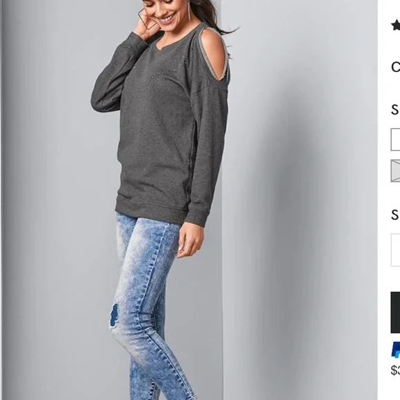 Long Sleeves unique Detail Sweatshirt size XS ( itβs roomy) Gray color NWT - Picture 2 of 6